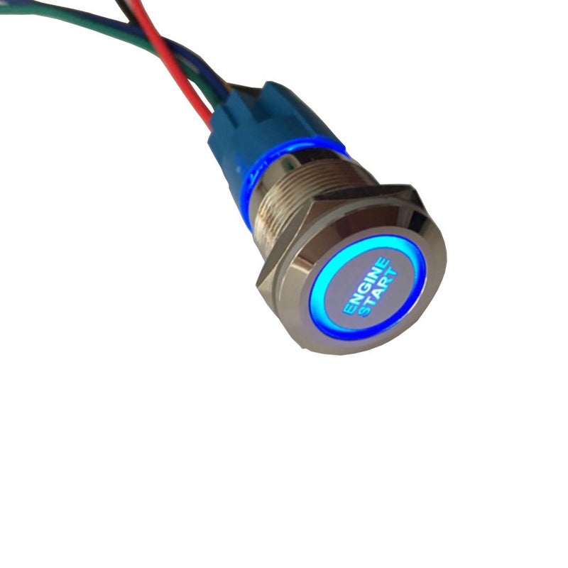 ESUPPORT 12V Car Vehicle Blue LED Light Headlight Push Button Metal Toggle Switch Socket Plug 19mm Engine Start - Image 2